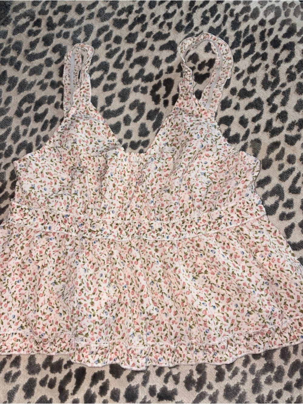 Women’s Pink Floral Ruffle Cami Tank Top